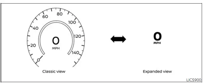 Nissan Murano speedometer display in the instrument cluster