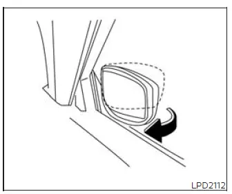 Manual folding outside mirror on the Nissan Murano