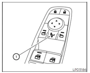 Power folding outside mirror control switch in the Nissan Murano