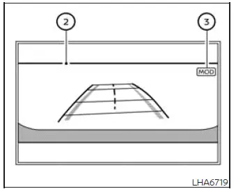 Rear-wide camera view used with the Moving Object Detection system