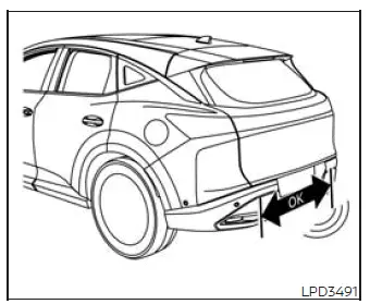 Motion-Activated Liftgate sensor activation zone beneath the Nissan Murano rear bumper