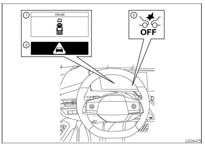 Vehicle information display indicators for AEB with Pedestrian Detection operation