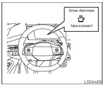 Nissan Murano vehicle information display showing the Take a break driver alertness message