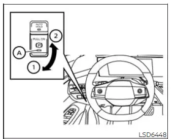 Nissan Murano electronic parking brake switch and operating directions
