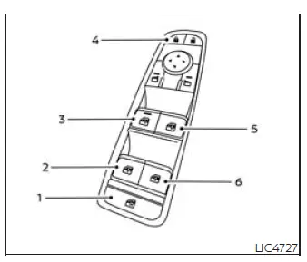 Nissan Murano driver side power window and door lock switch panel