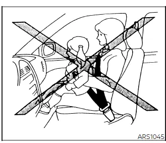 Supplemental restraint system safety illustration showing child seating position precautions