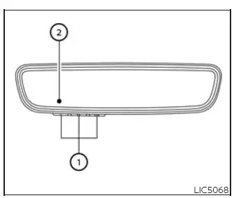 Nissan Murano HomeLink buttons and indicator lights on the overhead console