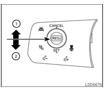 Three ProPILOT Assist following-distance settings shown in the vehicle display