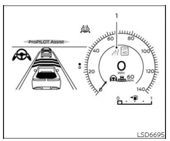 Nissan Murano driver information display showing Speed Adjust by Route operation