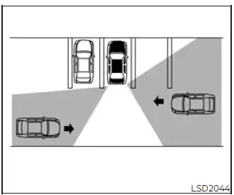 Vehicles approaching the RCTA detection area from opposite directions