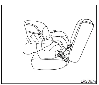 Testing rear-facing child restraint movement at the LATCH attachment path step 4