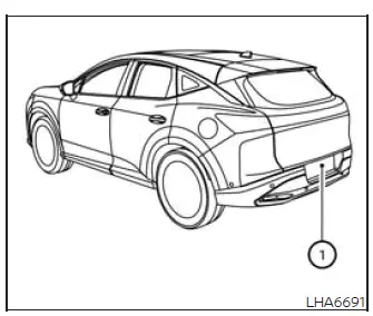 RearView Monitor camera location above the Nissan Murano rear license plate