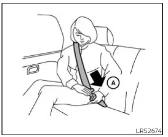 Nissan Murano three-point seat belt tongue inserted into buckle