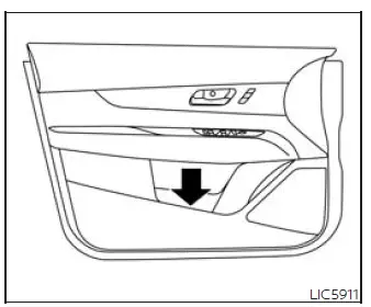 Nissan Murano front door storage pocket location