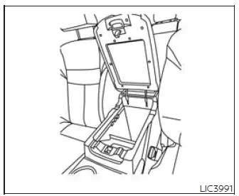 Nissan Murano center console box lid and opening lever
