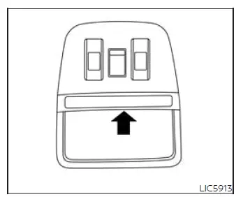 Overhead sunglasses holder in the Nissan Murano roof console
