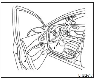Nissan Murano supplemental air bag warning label location on the sun visor