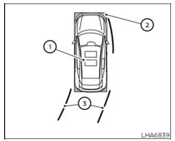 Nissan Murano rear camera view with parking guide lines and predicted vehicle path