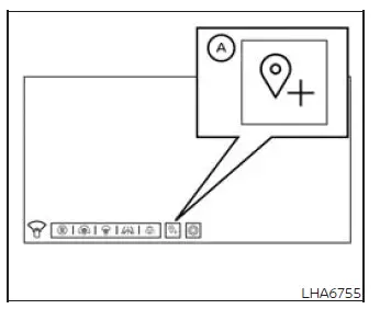 Nissan Murano front-wide camera screen with the saved-location key