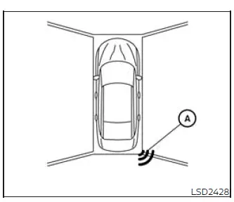 Corner sonar indicator showing an obstacle near the front or rear corner of the Nissan Murano