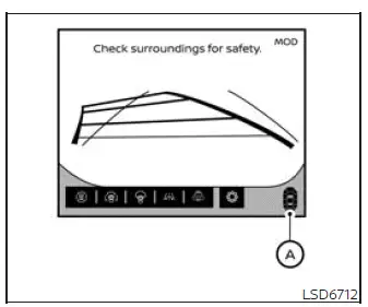Sonar indicators showing detected objects around the vehicle