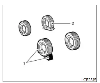 Nissan Murano wheel blocks positioned around the tire opposite the flat tire