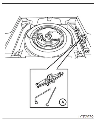 Nissan Murano cargo floorboard raised and secured with the storage hook