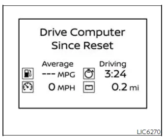 Drive computer screen showing trip data in the Nissan Murano