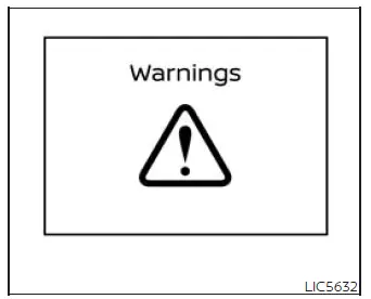 Warnings screen in the Nissan Murano information display