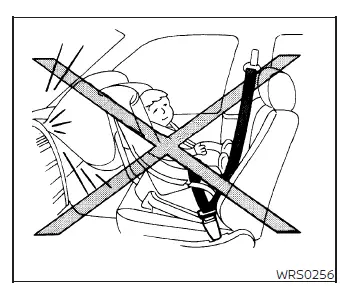 Nissan Murano rear-facing child restraint positioned on the rear seat using seat belt step 1