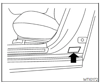 Nissan Murano F.M.V.S.S. and C.M.V.S.S. certification label location