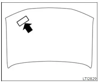 Emission control information label under the Nissan Murano hood
