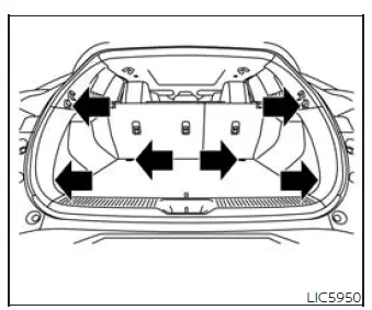 Nissan Murano cargo area luggage hooks for securing a load