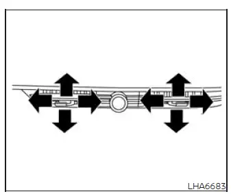Nissan Murano center dashboard air vents with adjustable airflow slides