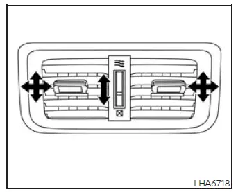 Rear passenger air vents with directional slides and airflow control dial