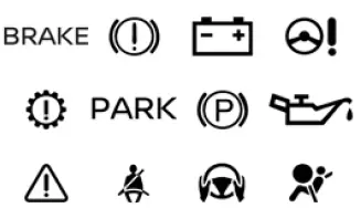 Nissan Murano red warning lights overview in the instrument cluster
