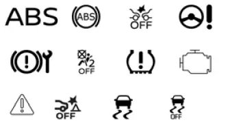 Nissan Murano yellow warning and indicator lights overview