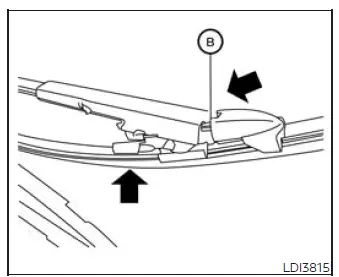 Rear wiper blade installation angle on the wiper arm